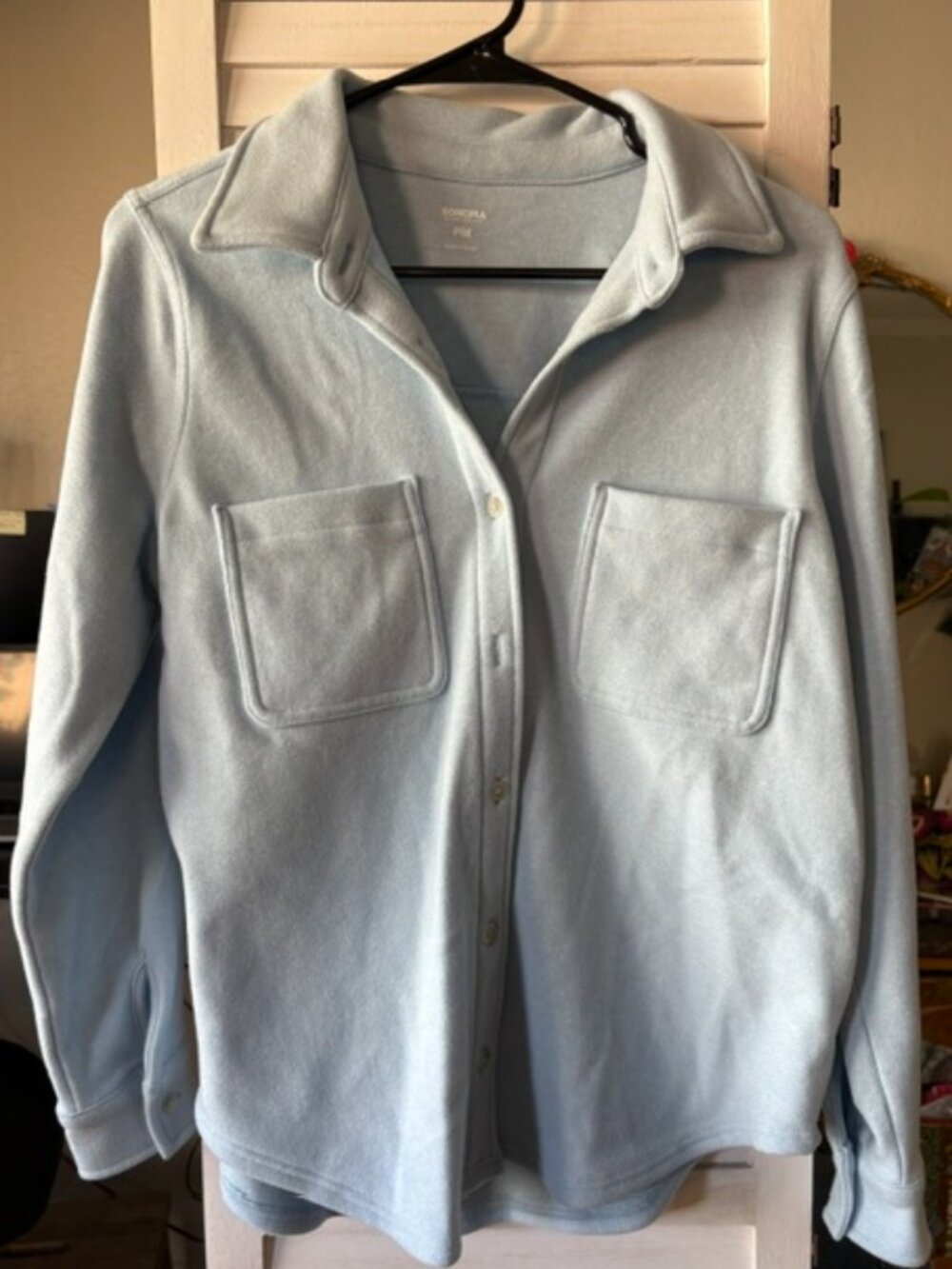Sonoma Light Blue Button-Down Fleece Shirt Jacket